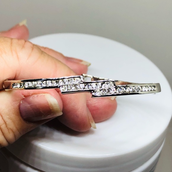 Silver Three Row CZ Bangle - Picture 6 of 7